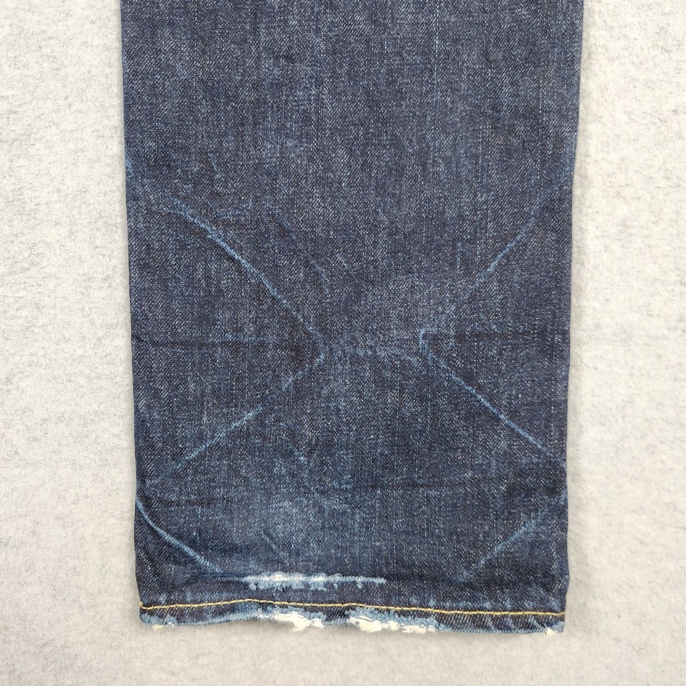 Chimala Jeans 31x34 Blue Raw Denim Straight Button Fly Distressed Made In Japan - Picture 8 of 16